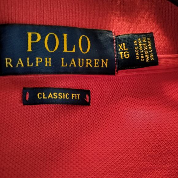 M794)Polo Ralph Lauren Men's Classic Fit XL Red Long Sleeve Cotton Black Pony - Picture 8 of 8